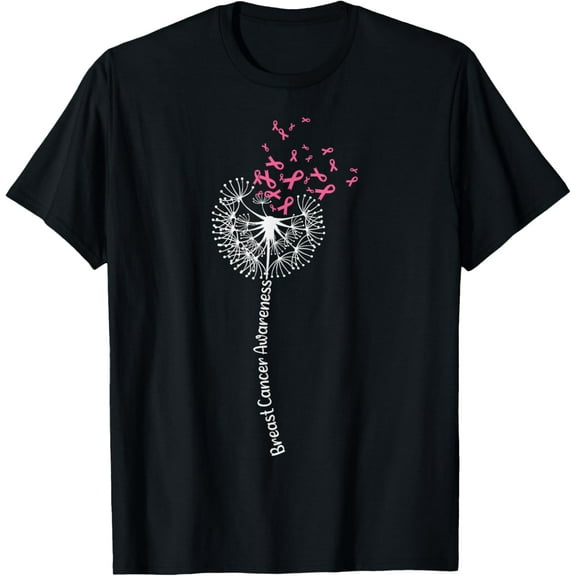 Dandelion Breast Cancer Awareness Warrior Pink Ribbon Women T-Shirt