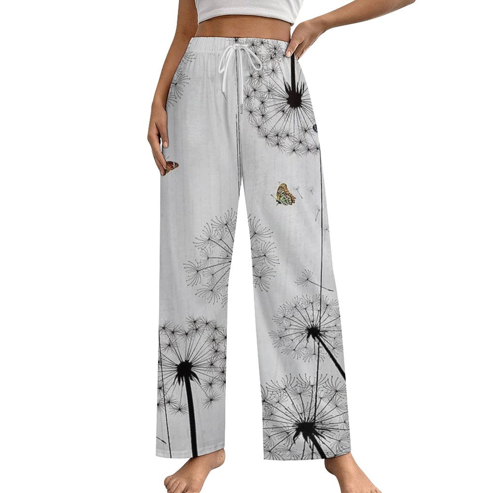 Ladies Pajama Pants by RuffleButts-Wisteria Purple Butterfly Garden Toile main image 1