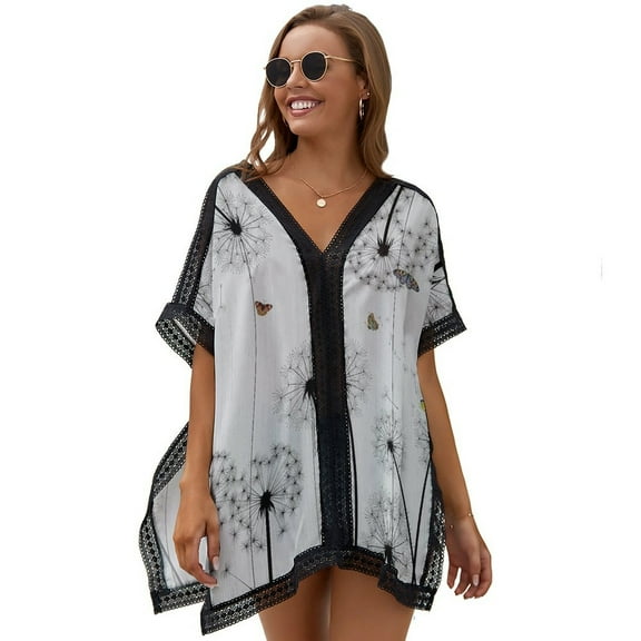 Dandelion Butterfly Women's Swimsuit Coverup Summer Beach Cover Up Bathing Suit Dress