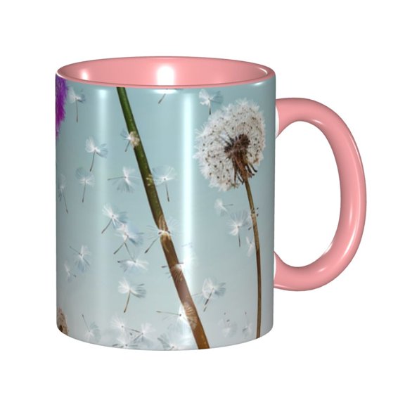 Dandelion Coffee Mug Fun Custom Ceramic Mugs 11oz Pink