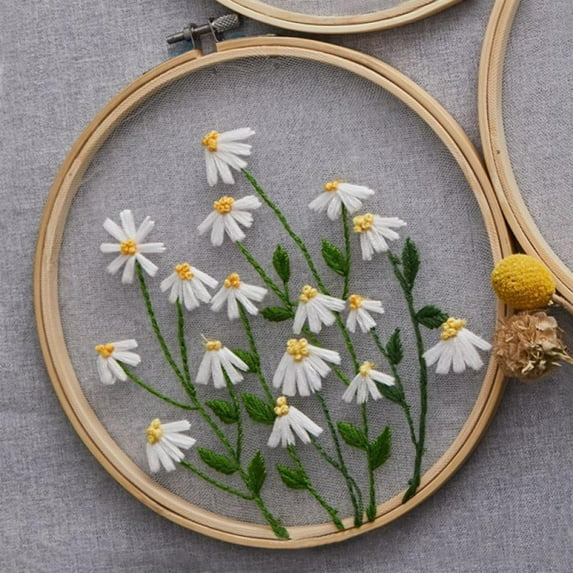 Dandelion DIY Kit Transparent Embroidery Kit Dandelion Embroidery Pattern for Beginner Needlework Kit Handmade Cross Stitch Sewing Art Home Decor Hand Embroidery Kits