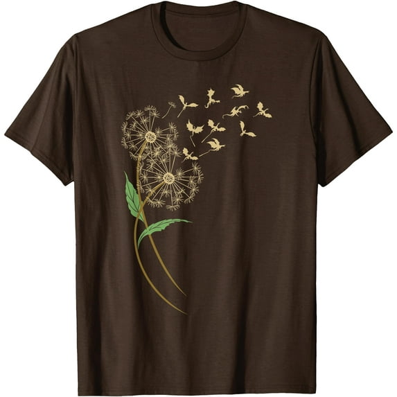 Dandelion Dragon Flower Lover Unisex T-Shirt for Men Women Kids Toddler,Dark Chocolate Color,Size YS