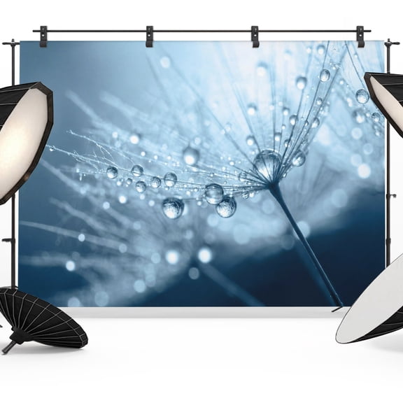 Dandelion Droplets Photography Backdrop 7x5FT, Minimalist Sky Blue Dandelion Photo Backdrops, Background for Photography Studio Photo Studio Background, Back Drop for Photoshoot