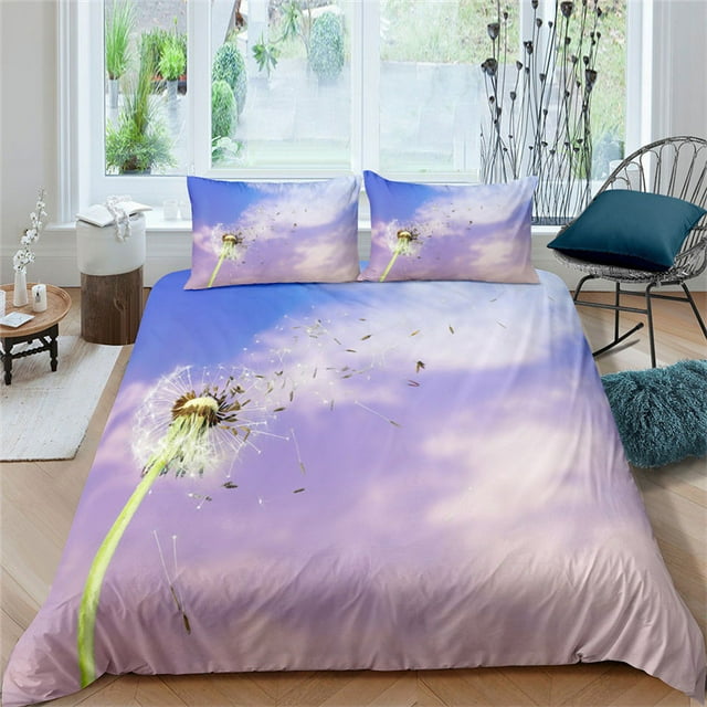 Dandelion Duvet Cover Microfiber Tropical a Leaves Flowers Bedding Set 3D Print Daisy Floral Comforter Cover r