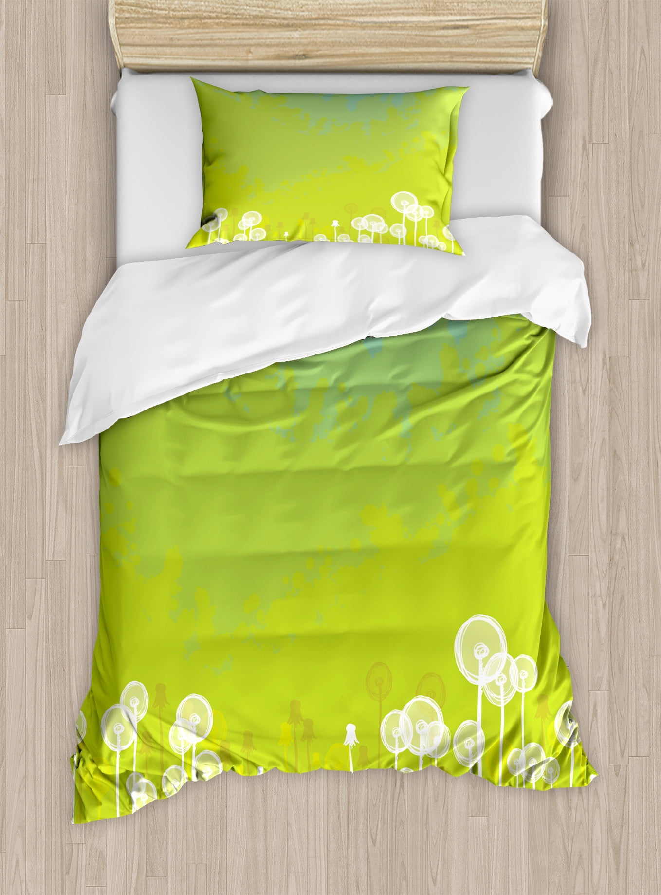 Apple Green Seafoam Dandelion Twin Duvet Cover Set