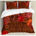 thumbnail image 1 of Dandelion Duvet Cover Set Queen Size, Floral Patterned Illustration with Wavy Pedicles and Big Dots in Autumn Colors, Decorative 3 Piece Bedding Set with 2 Pillow Shams, Multicolor, by Ambesonne, 1 of 3