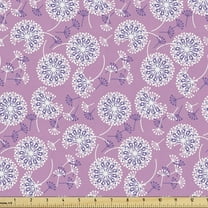 Dandelion Fabric by the Yard, Abstract Pattern of Funny Botanical Motif in Colors, Decorative Upholstery Fabric for Sofas and Home Accents, 1 Yard, Fuchsia Violet and White by Ambesonne