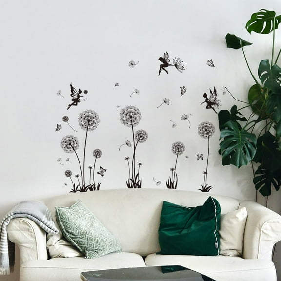 Dandelion and Fairy Wall Stickers Decals Decor Removable Peel and Stick 3 Sheets 15" x 23.6" Vinyl 3D Wall Murals for Bedroom Living Sewing Room Nursery Bathroom Classroom Playroom Home
