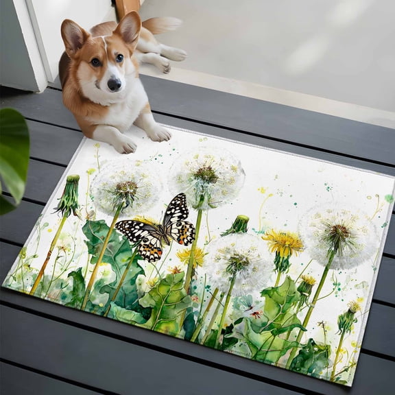 Dandelion Field 2x3 Area Rugs for Living Room, Abstract Yellow Flower Monarch Butterfly Botanical Non Slip Floor Mat Washable Low-Profile Indoor Carpet for Bedroom, Dining Room, Bathroom