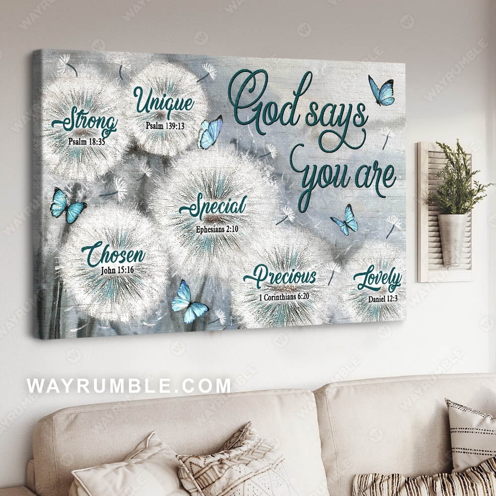 Dandelion Field, Blue butterfly, God says you are - Jesus Landscape ...