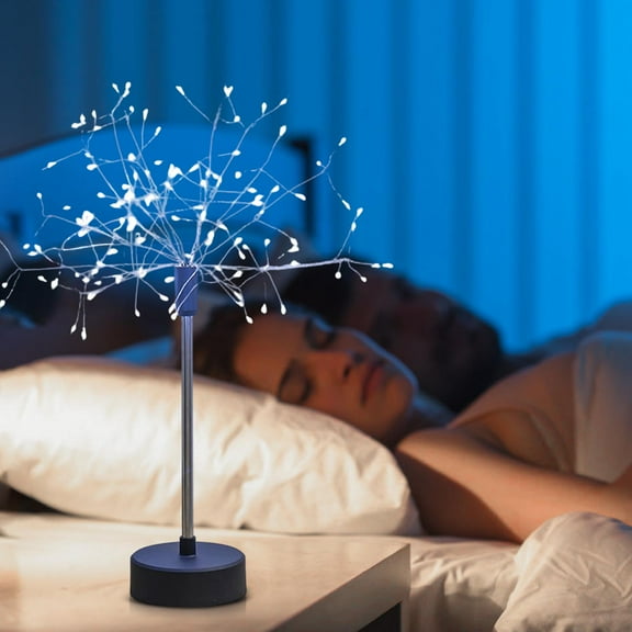 Dandelion Firework Table Lamp - Battery & Usb Operated Decorative Night Light For Bedroom, Indoor Spaces, Bedside Use (White, No Battery Included)