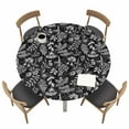 thumbnail image 1 of Dandelion Fitted Tablecloth with Elastic Edged, Round Table Cloth for Dining Table, Modern Minimalist Abstract Flowers Black Waterproof Oil Proof Table Cover for Indoor Outdoor 55"-60", 1 of 8