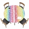 thumbnail image 1 of Dandelion Fitted Tablecloth with Elastic Edged, Round Table Cloth for Dining Table, Rainbow Stripes Modern Minimalist Flowers Waterproof Oil Proof Table Cover for Indoor Outdoor 55"-60", 1 of 8