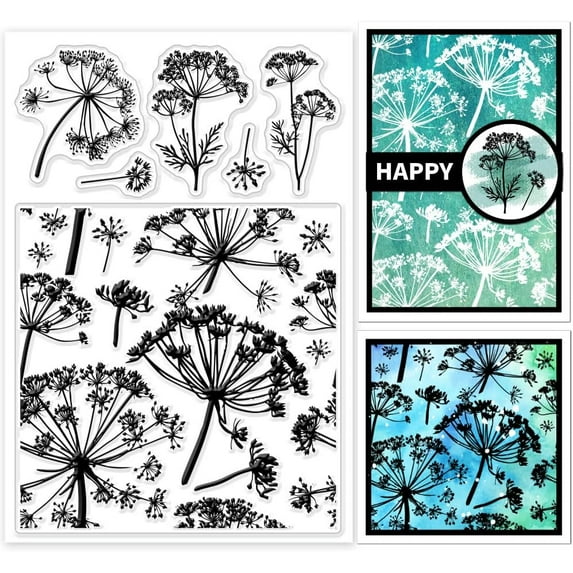 Dandelion Flower Background Clear Stamps for Cards Making Clear Stamp Seals Transparent Stamps for DIY Scrapbooking Photo Album Journal Home Decoration