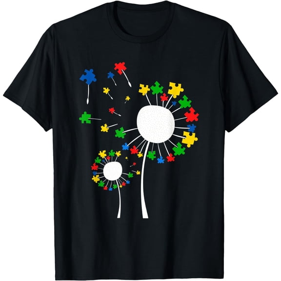 Dandelion Flower Puzzle Piece Autism Awareness Shirt T-Shirt mens t shirt,black,women,funny,misfits,men,journey,t-shirt
