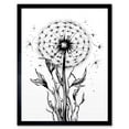 thumbnail image 1 of Dandelion Flower Seed Black and White Rockabilly Americana 50s Art Print Framed Poster Wall Decor 12x16 inch, 1 of 5