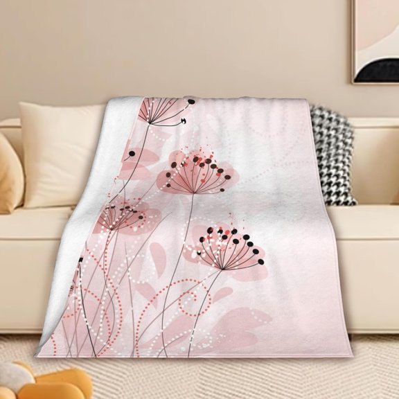 Dandelion Flower Throw Blankets,Pink Throw Blanket for Bed,Cozy Soft Blanket Throw for Girls Kids Adults Couch 50x60 inches