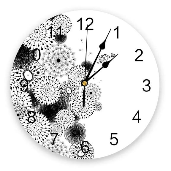 Dandelion Flower Wall Clocks Brief Design Silent Home Cafe Office Wall Decor Clocks for Kitchen Wall Art Large Wall Clocks 25cm(14 Inch)