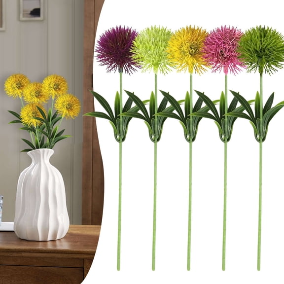 Dandelion Flowers Artificial Flowers Plants Bouquet 10.6" Plastic Flower for Home Decoration/Wedding Decor,6Pcs Yellow