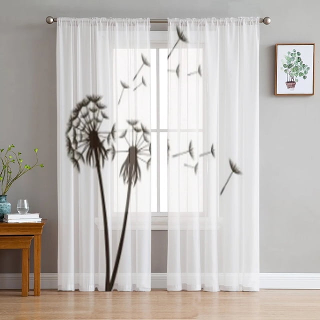 Dandelion Fluffy Flower And Seeds Bay Window Screening Curtains Drape