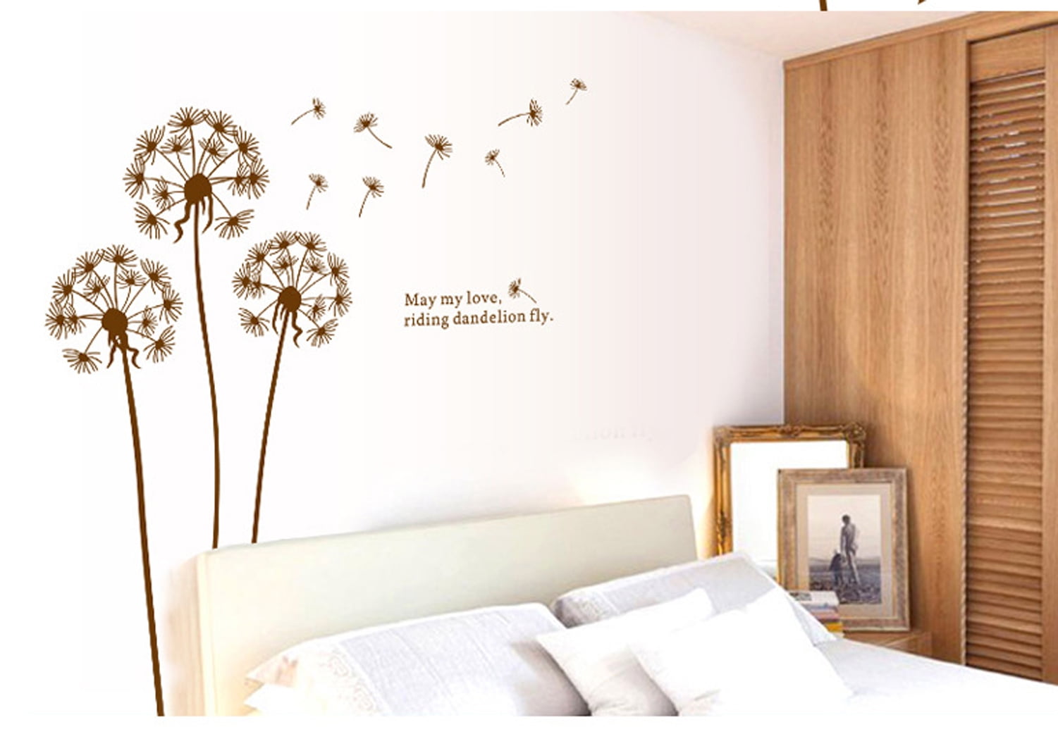 Dandelion Fluttering In The Wind Wall Decal Sticker - DIY PVC Removable Transparent Film Self-Adhesive Mural Art Wall Decor for Living Room, Bedroom, Kids Room, Nursery, TV Sofa Background