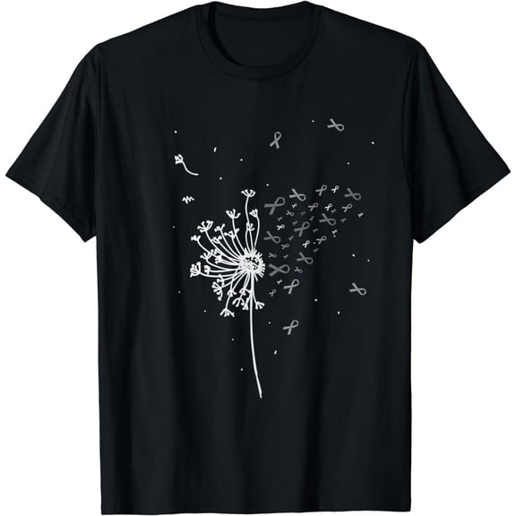 Dandelion Gray Ribbon Tumor Brain Cancer Awareness Gifts T-Shirt