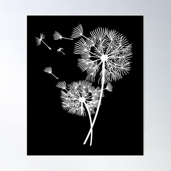 Dandelion Lucky Charm Floral Print Flowers Gift Poster Wall Art, Modern Wall Decor For Living Room Bedroom, 8x12 UNFRAMED