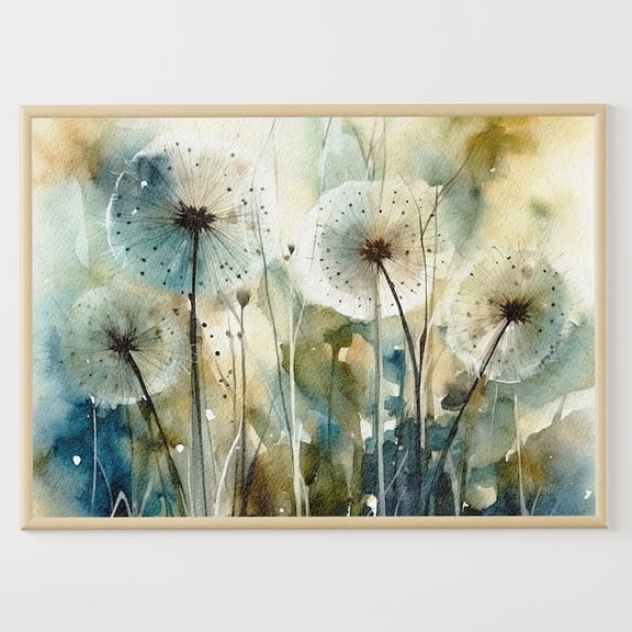 Dandelion Meadow Art Poster: Floral Wall Decor, Unframed Poster Size 8x12