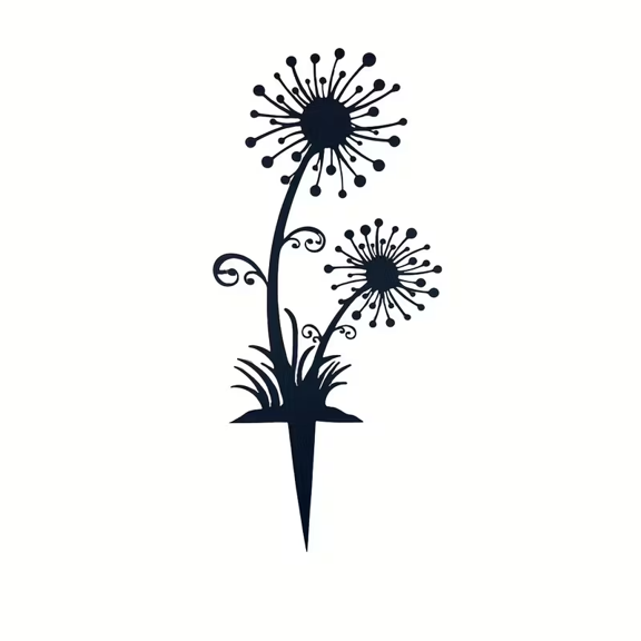 Dandelion Metal Garden Stake Decor, Rust Finish Outdoor Yard Art