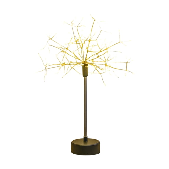 Dandelion Night Light, Battery and USB Operated Firework Table Lamp, Decorative Bedside Lamp for Indoor Bedroom, Warm Glow Fireworks Light for Cozy Home Atmosphere, Yellow