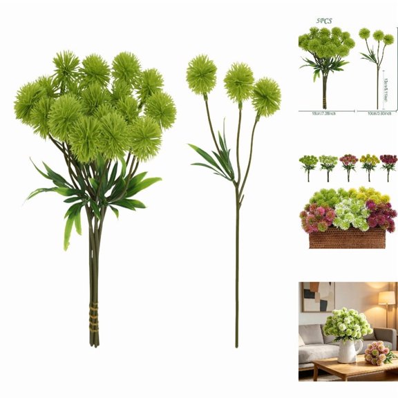 Dandelion Onion Bulb Bouquet Wedding Indoor Green Courtyard Doorway 5pc 5PCS, 9.85 in, Green grass