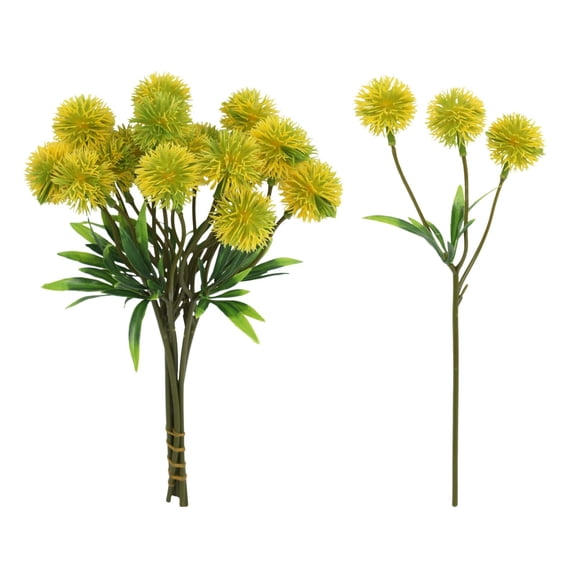 Dandelion Onion Bulb Wedding Bouquet Indoor Green Courtyard Decorative Flower Bundle 5PCS, 9.85 in, Yellow