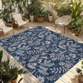 thumbnail image 1 of Dandelion Outdoor Rug for Patio/Deck/Porch, Non-Slip Large Area Rug 3 x 5 Ft, Navy Blue Flowers Modern Minimalist Spring Indoor Outdoor Rugs Washable Area Rugs, Reversible Camping Rug Carpet Runner, 1 of 8