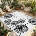 thumbnail image 1 of Dandelion Outdoor Rug for Patio/Deck/Porch, Non-Slip Large Area Rug 6 x 9 Ft, Black White Modern Country Rustic Plants Indoor Outdoor Rugs Washable Area Rugs, Reversible Camping Rug Carpet Runner, 1 of 8