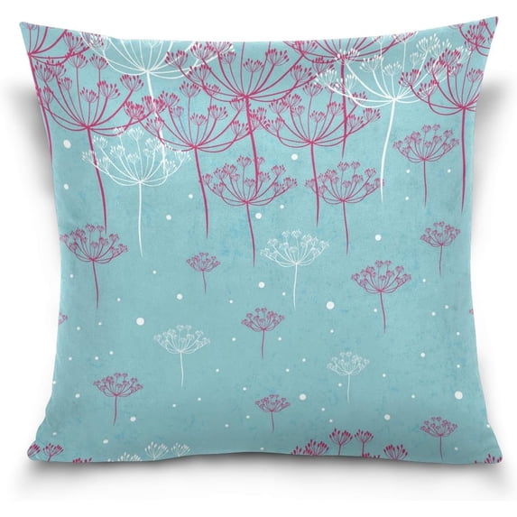 Dandelion Pattern Velvet Plush Throw Pillow Cushion Case Cover - 20" x 20" - Invisible Zipper Home Decor Floral for Couch Sofa No Pillow Insert