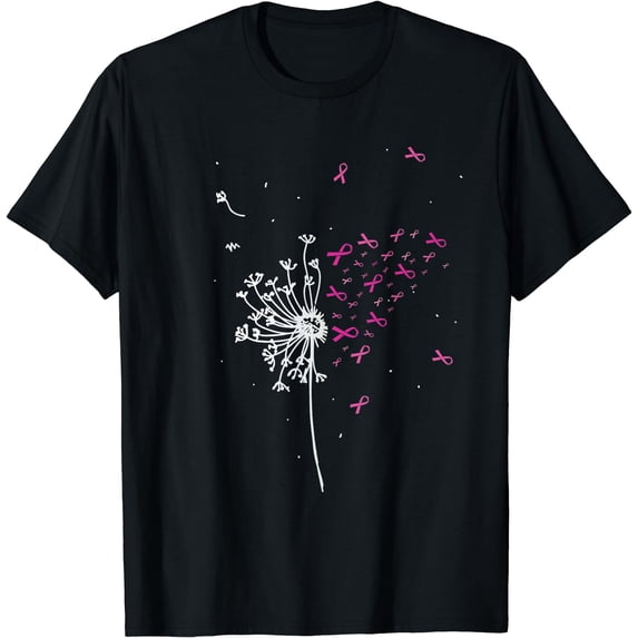 Dandelion Pink Ribbon Cool Breast Cancer Awareness Gifts T-Shirt