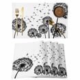 thumbnail image 1 of Dandelion Placemats Set of 6, Black White Modern Country Rustic Plants Placemats for Dining Table, Place Mats for Kitchen Tabletop, Waterproof Wipeable Dining Table Mats Set, 1 of 9