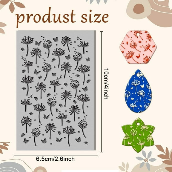 Dandelion Polymer Clay TextureSheets Clay Texture Butterfly Rubber Clay Texture Mat Modeling Pad TextureSheets for Polymer Clay Making Earrings Jewelry