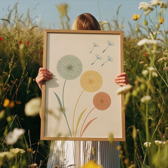 Dandelion Poster Boho Wall Art, 8x12 UNFRAMED