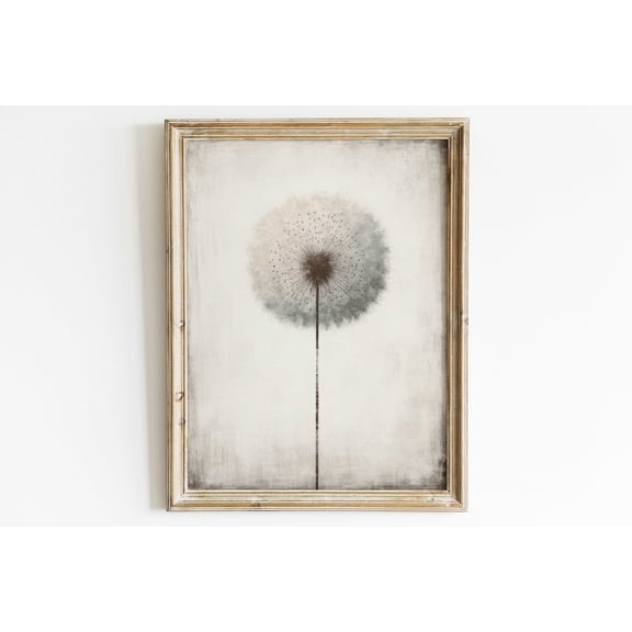 Dandelion Print, Minimalist Dandelion Wall Art, Vintage Floral Wall Art, Modern Farmhouse Wall Art, Botanical Print, PRINTABLE Floral Art