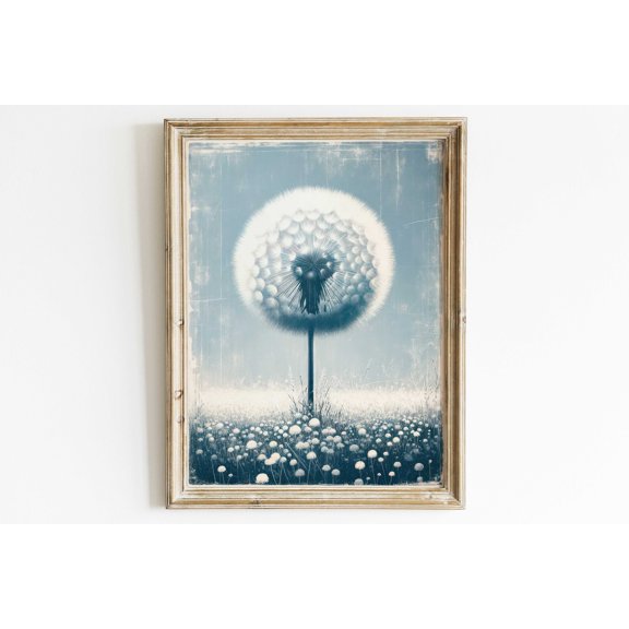 Dandelion Print, Vintage Dandelion Wall Art, Vintage Flower Wall Art, Modern Farmhouse Wall Art, Botanical Print, PRINTABLE Floral Art