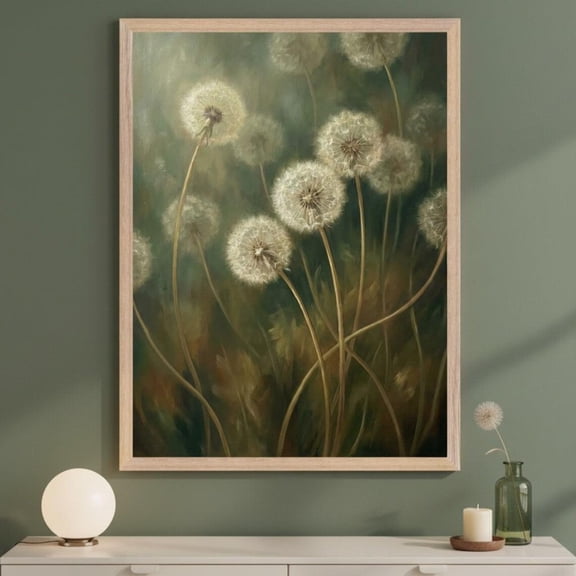 Dandelion Puffballs Ethereal Glow Botanical Wall Decor Unframed Paper Print