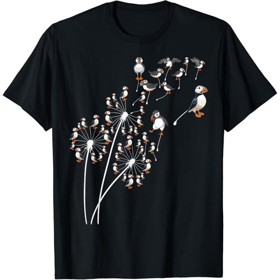 Dandelion Puffin Flower, Floral Puffin Tree T-Shirt, F726 Tshirt All Size S-5XL
