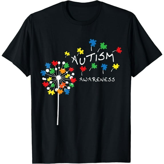 Dandelion Puzzle Piece Cool Autism Awareness Gift Unisex T-Shirt for Men Women Kids Toddler,Black Color,Size YM