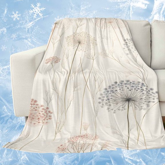 Dandelion Retro Leaves Cooling Blanket,Lightweight Breathable Summer Throw Blanket with Double Sided Cold Effect,Farmhouse Botanical Watercolor Picnic Blankets Bed Sheet for Hot Sleepers 50"x60"