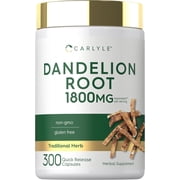 Dandelion Root Extract Supplement | 1800mg | 300 Capsules | by Carlyle