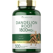 Dandelion Root Extract Supplement | 1800mg | 300 Capsules | by Carlyle