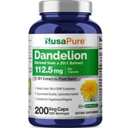 Dandelion Root, Non-GMO, Vegan, 112.5mg, 200 Veg Capsules - 200 Servings