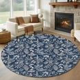 thumbnail image 1 of Dandelion Round Area Rug 8Ft Washable Large Circle Rugs for Living Room Dorm, Navy Blue Flowers Modern Minimalist Spring Non-Slip Carpet Floor Mats Indoor Outdoor Carpet Runner Aesthetic Home Decor, 1 of 8