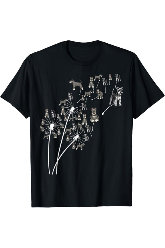 Dandelion Schnauzer Flower, Floral Miniature Schnauzer Tree T-Shirt